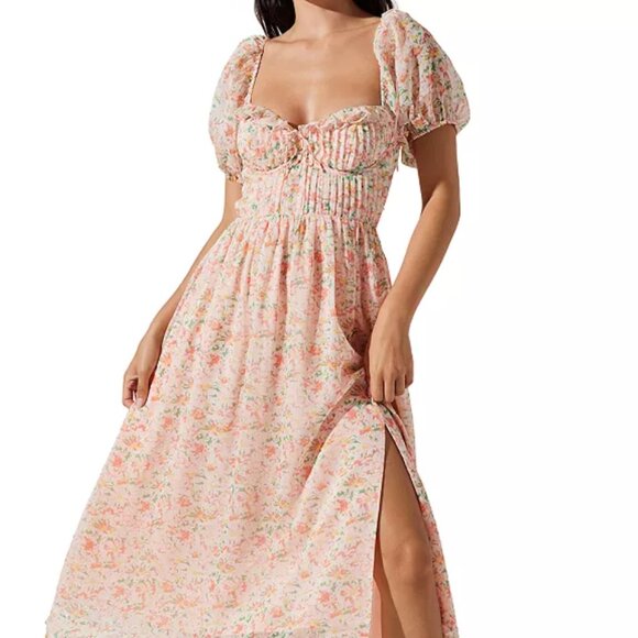 ASTR The Label Pompeo Puff Sleeve Midi Dress - Small - Picture 1 of 6